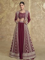 Wine Real Premium Chinon Silk Western Lehenga Choli